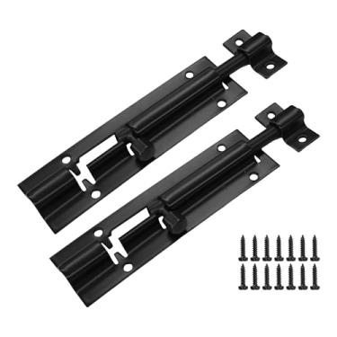 Imagem de bociloy 2 peças de trava deslizante de aço inoxidável preto de 10 cm, trava de segurança para serviço pesado, porta externa, janela, fecho, barril, parafuso deslizante, ferrolho de bloqueio de portão
