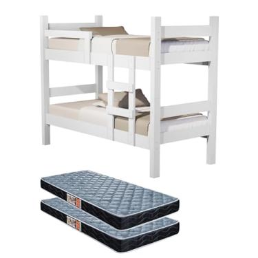 Imagem de Beliche Solteiro Letícia Com Duas Camas + 2 Colchões (Branco)