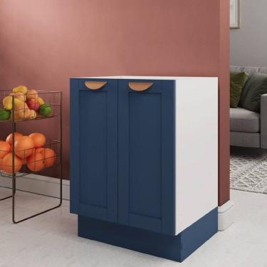 Imagem de Balcão 2 Portas 60cm sem Tampo Arizona Cabecasa Madeiramadeira Branco/Azul