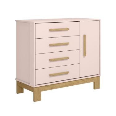 Imagem de Cômoda Sapateira 4 Gavetas 1 Porta Slim -Rosa Acetinado - ÉdeCasaMóveis