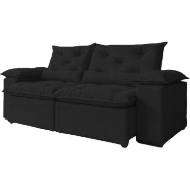 Imagem de Sofá Retrátil Reclinável Porto Veludo Preto 1,80 M