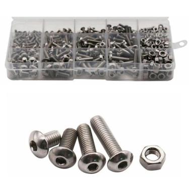 Imagem de Kit 500 parafusos allen cabeça redonda inox porcas m3 m4 m5 - CJFIX