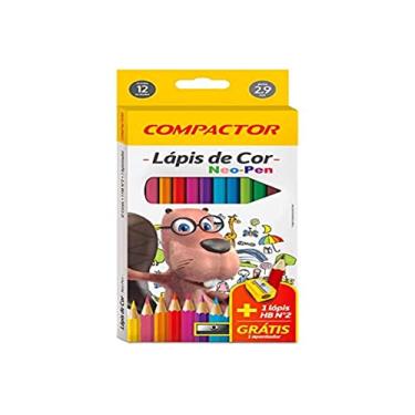 Imagem de Lápis de Cor Compactor Neo Pen c/ 1 Lápis HB + Apontador 012 Cores