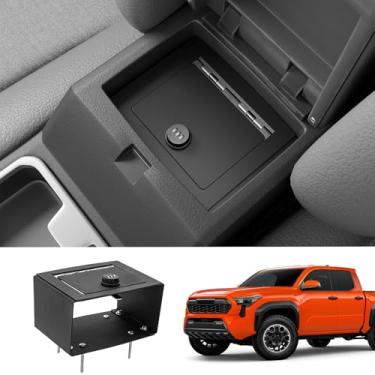 Imagem de Zekzoop Caixa de segurança para console central compatível com Toyota Tacoma 2024 2025 2025, organizador de segurança, console central, cofre, cadeado de combinação de 3 dígitos com chave para