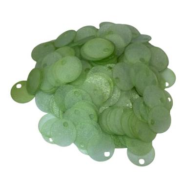 Imagem de Paillettes de lantejoulas translúcidas de 20 mm, 225 peças de 20 mm, orifício de 4 mm cores mistas lantejoulas acrílicas - 50 g (verde pistache translúcido)