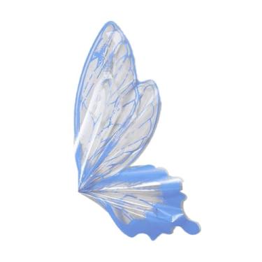 Imagem de Milageto 40 peças de papéis de embrulho de buquê de flores DIY artesanato borboleta estilo pacote de presente papéis de embalagem para suprimentos de florista, Azul