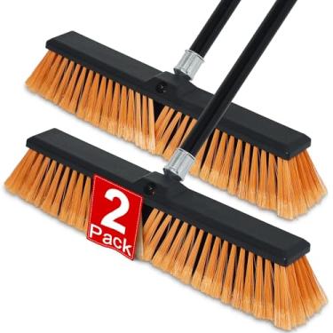 Imagem de PBHEPJ Vassoura de 45 cm para uso externo, resistente, vassoura de loja com faixa longa de 152 cm para limpeza de azulejos externos ou internos, garagem, loja, deck, concreto, madeira, pedra, piso de