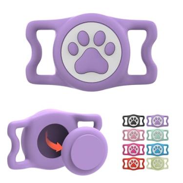 Imagem de ilFindYou Suporte impermeável para coleira Airtag para Apple Air, suporte de silicone para cães e gatos (Roxo)