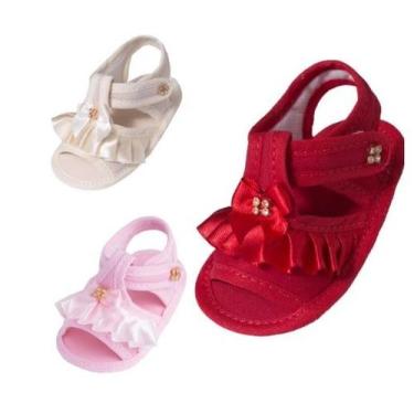 Imagem de Sapatinho Bebê Kit 3 Pares Sandália Chinelo Bebê Menina Rn KIT126 - Ni