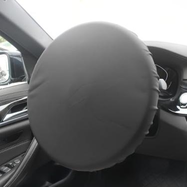 Imagem de YYTQP Cobertura de volante, protetor de volante de pano revestido de preto, acessórios de cobertura de bloqueio solar automotivo para carros, caminhões, SUvs (preto)