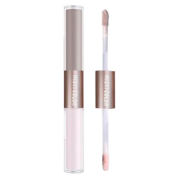 Imagem de Bastão de contorno líquido e marca-texto de ponta dupla - Escultor acastanhado 2 em 1 + brilho dourado quente, escova angular para contorno do nariz, maçãs do rosto - à prova de transferência e