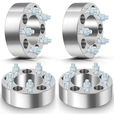 Imagem de ECCPP Conjunto de 4 espaçadores de roda 5 cm x 4,75 5 x 120,65 kit adaptador espaçador de roda com furo de cubo M 12x1,5 87,1 mm para Camaro Corvette Firebird Jimmy XLR 5 Lug Prata Alumínio