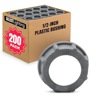 Imagem de SELECT Pacote com 200 buchas de plástico isoladas, bucha elétrica de PVC rígido de 1/2 polegada para desempenho superior de aterramento, acessórios de conduíte rosqueados retardadores de fogo