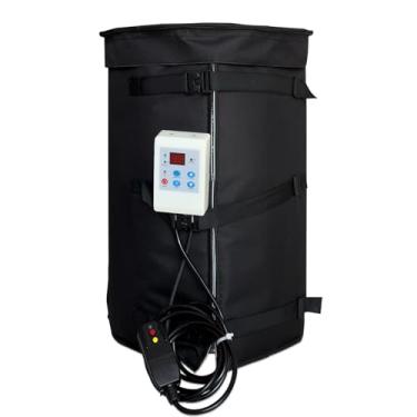 Imagem de Cobertor de tanque de propano isolado de 120 W e aquecedor de balde de tambor para barril de 10 galões com termostato ajustável (-17.8-68.3 °C), almofada de aquecimento de metal listada pela FCC/UL