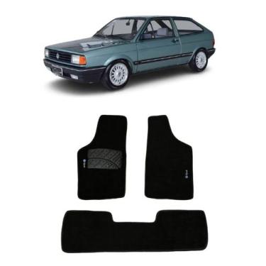 Imagem de Jogo Tapete Carpete Volkswagen Gol G1 Quadrado 1980 a 1995 Com Logo Bo