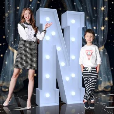 Imagem de Tenda para letreiro de 1,8 m - letras grandes iluminadas com LED branco frio, letreiro de placa de espuma fácil de montar com suporte traseiro para aniversário, casamento, decoração de festa