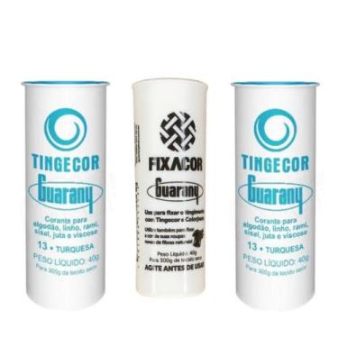 Imagem de Kit 1 Fixacor + 2 Corante Tecidos Tinge Cor Guarany, Turquesa 13
