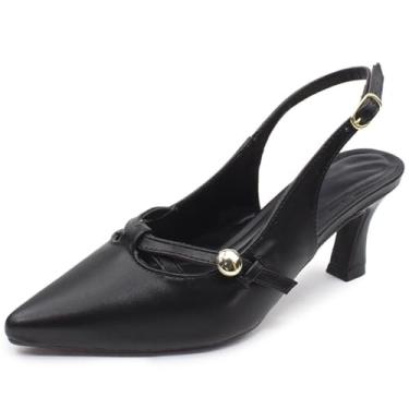 Imagem de Scarpin Re&Ton Slingback Moderno Salto Baixo SC18 (Preto Verniz, BR, Adulto, Numérico, 37)