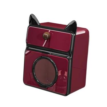 Imagem de IEUDNS Suporte para papel higiênico com prateleira de armazenamento, porta-lenços e dispensador para decoração de casa, hotel, escritório e restaurante, Vermelho E Preto