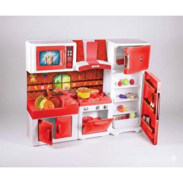 Imagem de Cozinha de Brinquedo Completa com Geladeira, Fogão, Armário e Coifa In