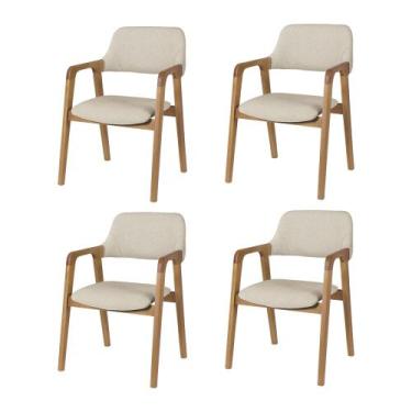 Imagem de Conjunto 4 Cadeiras de Jantar Ruth Estrutura em Madeira Maciça Estilo 
