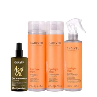 Imagem de Kit Cadiveu Professional Bye Bye Frizz Shampoo Condicionador Selagem Gradativa e Açaí Oil 60 (4 produtos)