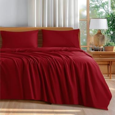 Imagem de Shilucheng Conjunto de lençóis Queen Size 100% algodão - 600 fios, lençóis de cama de algodão egípcio de luxo, lençóis de qualidade de hotel 5 estrelas, respirável e refrescante, bolso profundo de 40