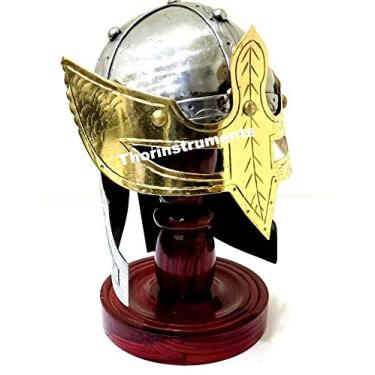 Imagem de Armour Máscara Viking Cavaleiro Romano Mini Capacete com Suporte Ofiice Decoração Rústica Vintage Decoração de Casa Presentes