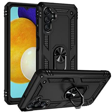 Imagem de SORAKA Capa para Samsung Galaxy A13 5G com suporte de anel de metal, capa à prova de choque, capa traseira de policarbonato rígido com borda de silicone macio com placa de metal para suporte magnético