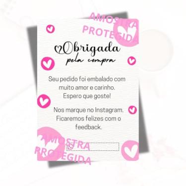 Imagem de 108 Unidades Cartão de Agradecimento para Clientes, 6,5x8,5cm Design Fofo com Mensagem Obrigada pela Compra Tag Papel Glossy 180gr Impressão Frente