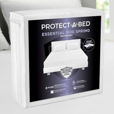 Imagem de Protect-A-Bed Encasement Queen Essencial Boxspring com zíper, resistente a odores silenciosos, resistente a percevejos de cama e ácaros, 100% à prova d'água, lavável na máquina, serve para molas de 15