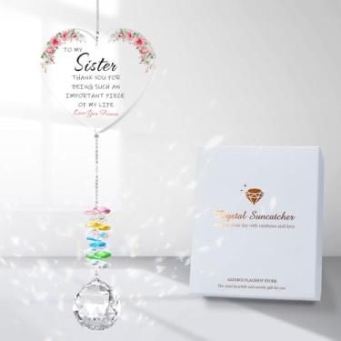 Imagem de AZEEBOI Presentes de aniversário de irmã, presentes exclusivos de irmãs irmão Soul Sis, presente de apanhador de sol para cunhada, ornamentos de Natal 2025, apanhador de sol com cristais para pendurar