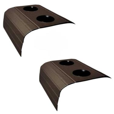 Imagem de Kit 2 Esteiras Porta Copos Para Braço de Sofá - Bandeja Suporte Apoio Flexível(Corino Marrom)