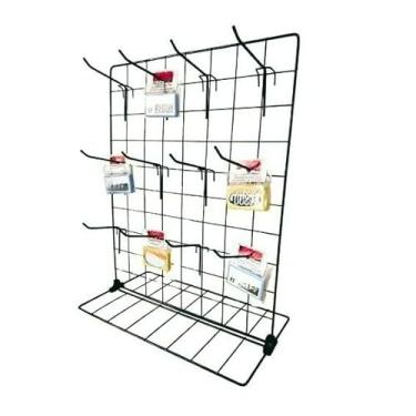 Imagem de Expositor Aramado Mini, acompanha 12 ganchos (40X50 PRETO 12 GANCHOS)