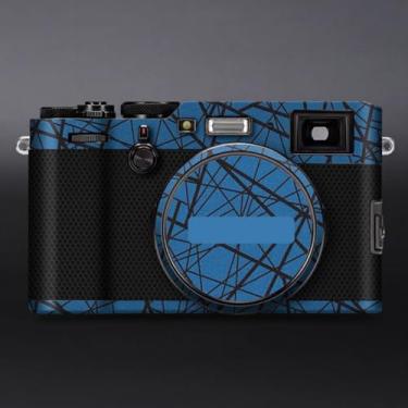 Imagem de X100F Película de câmera antiarranhões para FujiFilm X 100F Película protetora de vinil revestimento acessórios de fotografia adesivo X-100F (azul cruzado)