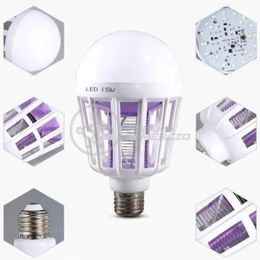 Imagem de Lâmpada Luz Led Branco 15w Atrai Choque Mosquito