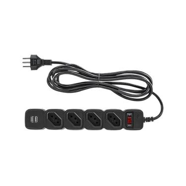 Imagem de Protetor Eletronico Intelbras C/ 4 Tomadas E 2 Usb - Epe 204 Usb + Pt