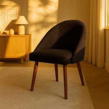 Imagem de Kit 4 Cadeiras de Jantar Lua Pe Palito Suede Marrom