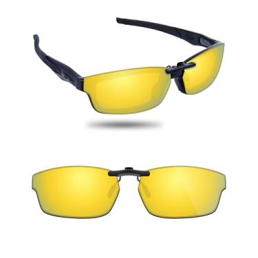 Imagem de Fiskr Óculos de sol polarizados clip-on para Oakley Crosslink OX8027 (tamanho 53-17) - Proteção UV - Ajuste universal para homens e mulheres, Ouro 24K, 53*17mm