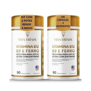 Imagem de Vitamina B12 Metilcobalamina Ácido Fólico Ferro – 90 Cáps-Unissex