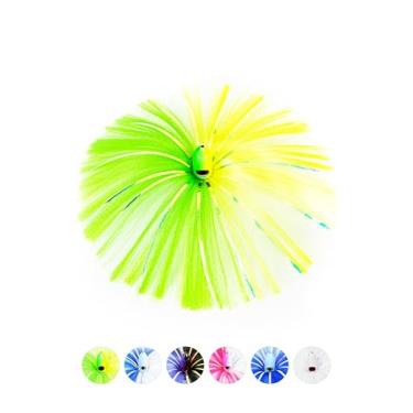 Imagem de BLUEWING Iscas de pesca marítima de 227 g com cabeça de chumbo, iscas de pesca em água salgada, bruxas, grande jogo, isca de pesca Ballyhoo, saia para atum, wahoo, veleiro, Mahi Mahi, verde/amarelo