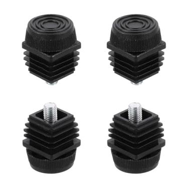 Imagem de DTGN Pés niveladores ajustáveis de 25 x 25 mm (CxL) - 4 conjuntos - Bom para móveis - Kit de inserção quadrada para móveis - Preto
