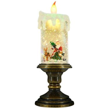 Imagem de Enfeite de Natal Vela sem Chamas com Led e Temporizador a Bateria, AOMIL, Bronze