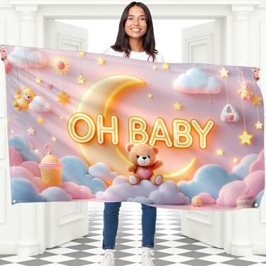 Imagem de Faixa Oh Baby – Faixa Baby In Bloom 1,5 x 0,9 m – Decorações para meninos ou meninas – Ele ou ela para chá de bebê ou festa de revelação de gênero
