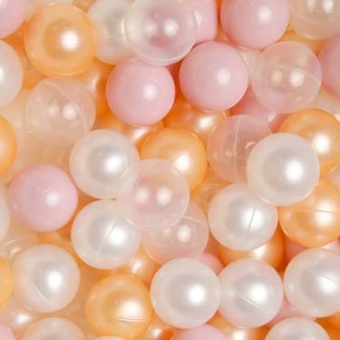 Imagem de TRENDPLAY Bolas de plástico para bolas de 5,5 cm, pacote com 500 bolas vazadas, perfeitas para piscinas infantis, festas, decoração de festivais, rosa + ouro + branco pérola + transparente