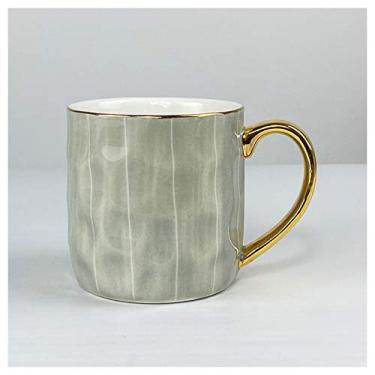 Imagem de Caneca Phnom Penh Sala de Estar Escritório Copo de Água Europeia Grande Capacidade Copo de Café Branco Vitrificado Copo de Cerâmica 300ml Material de Argila Branca Alta Com Colher Caneca de Café (Cor