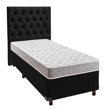Imagem de Cama + Box Preto E Colchão D33 Solteiro - D33 Inducol + Cabeceira