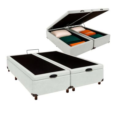 Imagem de Cama Box Bau Casal Blindado Nature Branco 138x188