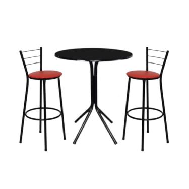 Imagem de Mesa Bistro Alta com 2 Banquetas - Conjunto Completo para Área Gourmet Bar e Varanda (Vermelho)