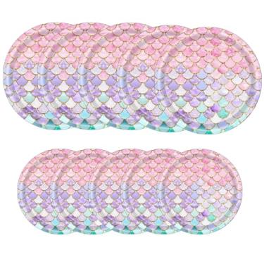 Imagem de Askljeby 48 Pcs Mermaid Birthday Party Supplies Plates Set for 24 Guests,Little Mermaid Party Decorations Ocean under the Sea Party Tableware Plate for Princess Girls Baby Shower